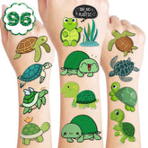 8 Sheets (96PCS) Sea Turtle Temporary Tattoos Tattoo Stickers Ocean Theme Birthday Party Decor Supplies Decorations Favors For Boys Girls Gifts Classroom School Prizes Rewards
